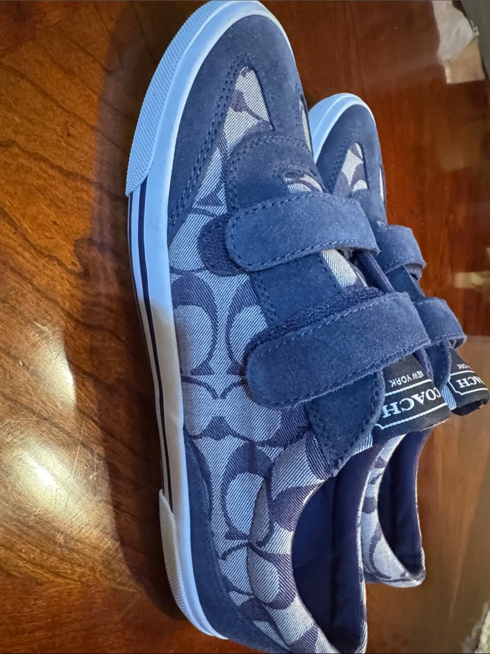 Coach Navy Signature Velcro Sneakers